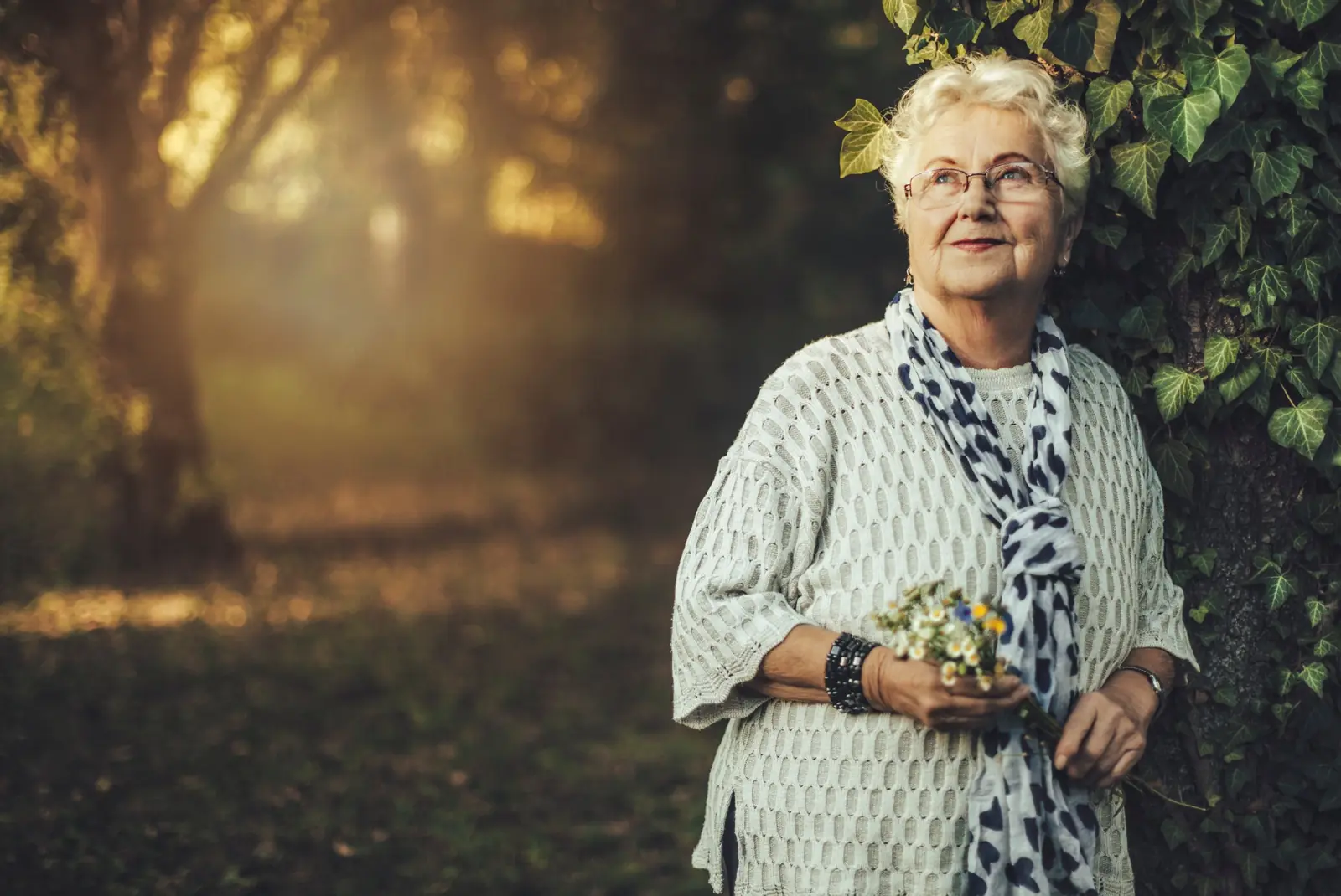 Senior woman smiling outdoors in Los Angeles